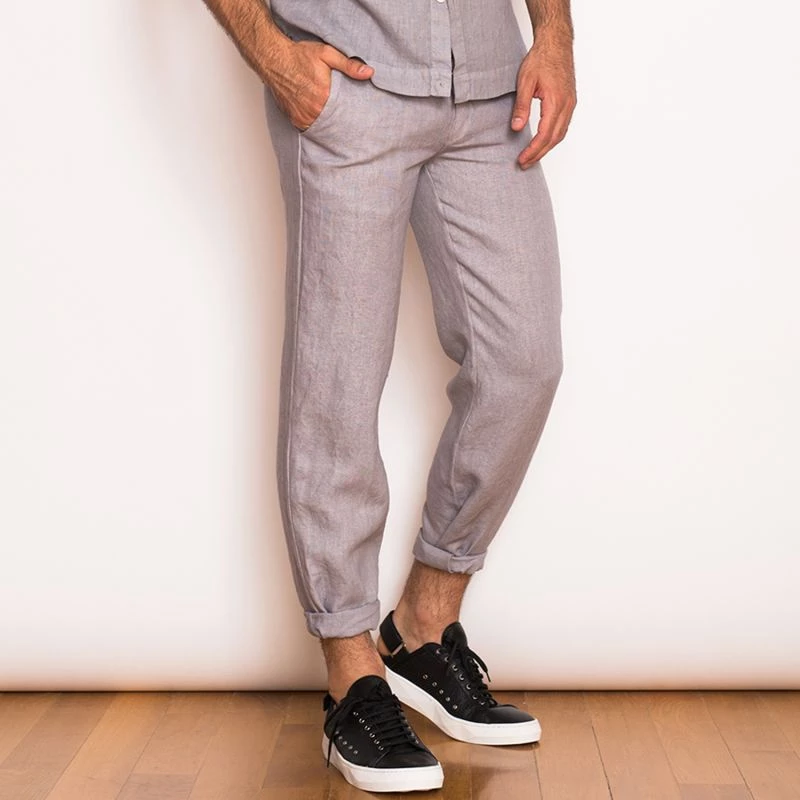 Leonidas Linen Pants Stone Grey By Haris Cotton 3 Leonidas Linen Pants Stone Grey By Haris Cotton - Image 3