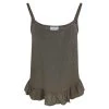 Strapped Linen Top With Ruffles - Taupe By Haris Cotton