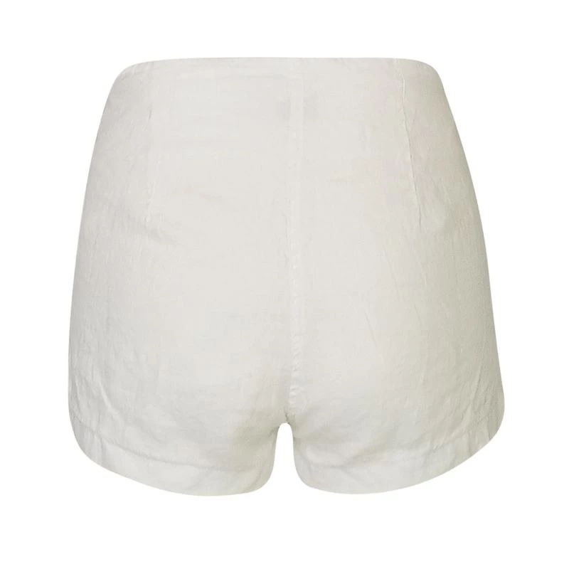 High Waisted Linen Shorts - White By Haris Cotton 2 High Waisted Linen Shorts - White By Haris Cotton - Image 2