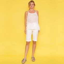 Ribbed Back Waist Linen Bermuda - White By Haris Cotton 7 Ribbed Back Waist Linen Bermuda - White By Haris Cotton -Cheap Haris Cotton Store szly0bpk8hk1lrdc3zjk