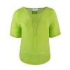 Linen Gauze Short Sleeved High-Low Blouse - Green By Haris Cotton
