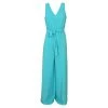 Linen-Blend Wide Legged Jumpsuit - Tropical Sea By Haris Cotton