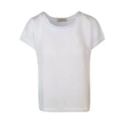 Linen Top With Elastic Linen Trims-White By Haris Cotton