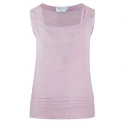 Linen Loose Fit Top With Pleats - Violet By Haris Cotton