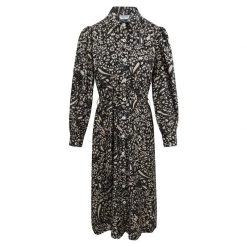 Viscose Shirt-Dress Black Leaf By Haris Cotton