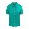 Short Sleeved Linen Shirt - Island Green By Haris Cotton