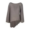Linen Gauze Asymmetrical Long Sleeves Blouse - Taupe By Haris Cotton