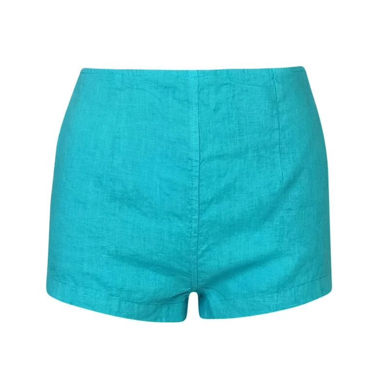 High Waisted Linen Shorts - Blue By Haris Cotton 1 High Waisted Linen Shorts - Blue By Haris Cotton