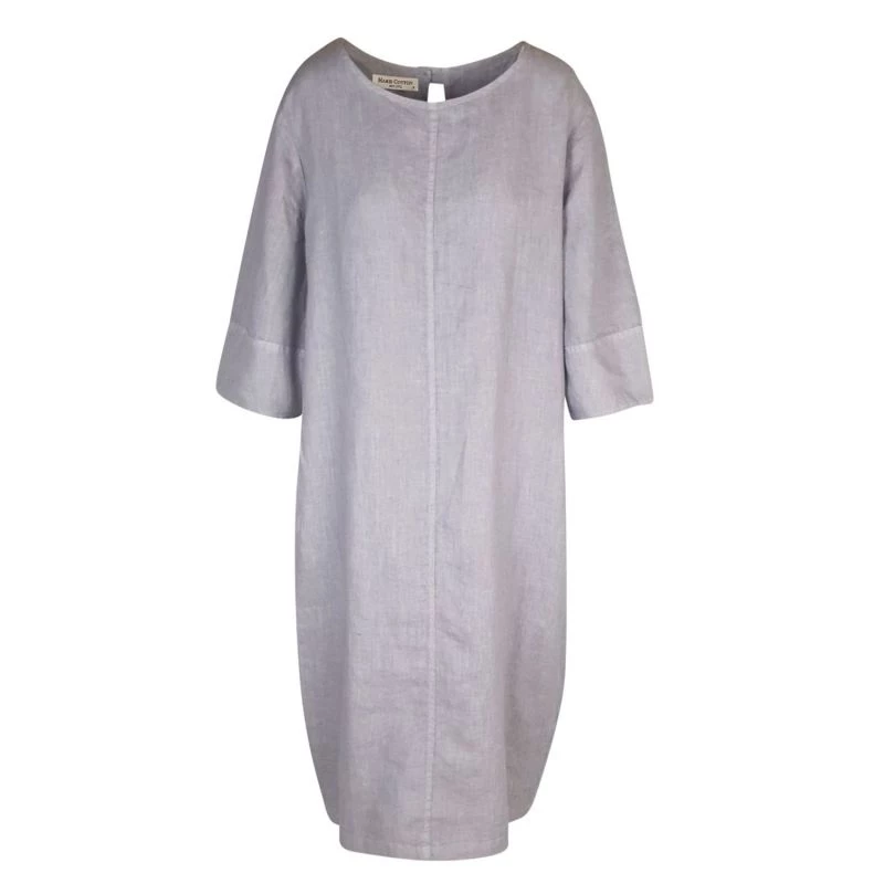 Lantern Sleeves Linen Midi Dress - Grey By Haris Cotton 1 Lantern Sleeves Linen Midi Dress - Grey By Haris Cotton