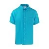 Short Sleeved Front Pocket Linen Shirt - Zante Blue By Haris Cotton