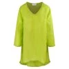 "V" Neckline Flared Linen Gauze Top - Spring Green By Haris Cotton