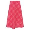 A Line Linen Skirt In Check Print - Fuchsia By Haris Cotton