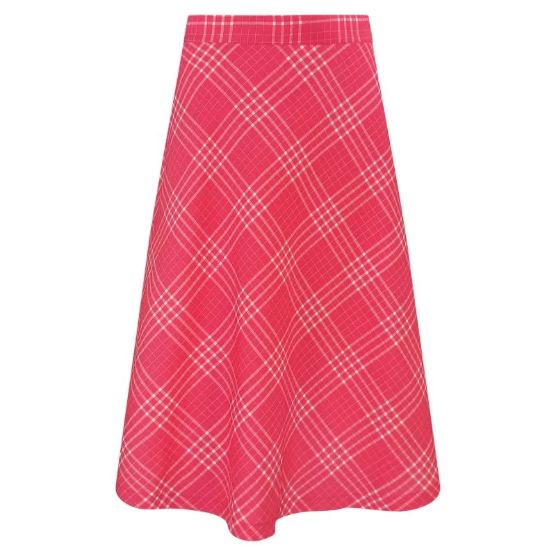 A Line Linen Skirt In Check Print - Fuchsia By Haris Cotton 1 A Line Linen Skirt In Check Print - Fuchsia By Haris Cotton