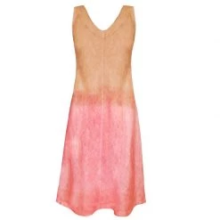 Melpomene Tie Dye Flared Dress Coral & Beige By Haris Cotton