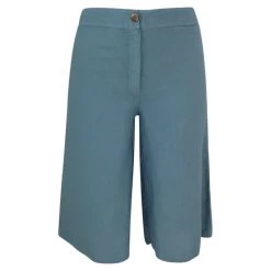 Elastic Waisted Linen Loose Fit Bermuda Shorts - Harbor Grey By Haris Cotton