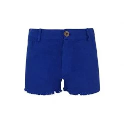 Linen Cut-Hem Shorts - Lapis By Haris Cotton