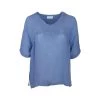 V-Neck Linen Gauze Loose-Fit Blouse - Leisure Blue By Haris Cotton