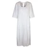 Paneled Midi Linen Balloon Dress - White By Haris Cotton