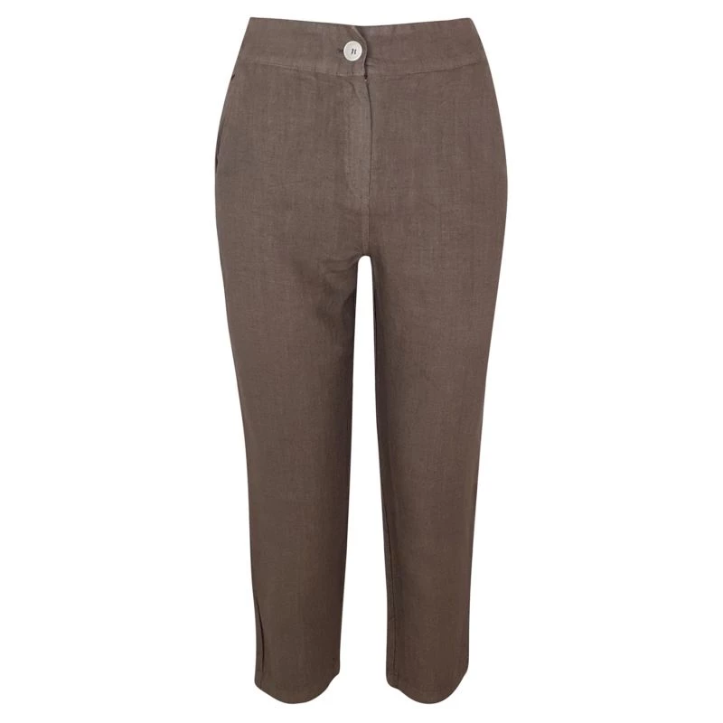 Ribbed Waist Linen Freddo Dye Tapered Pants - Taupe By Haris Cotton 1 Ribbed Waist Linen Freddo Dye Tapered Pants - Taupe By Haris Cotton