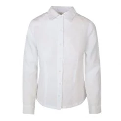 Linen Long Sleeved Shirt With Darts-White By Haris Cotton