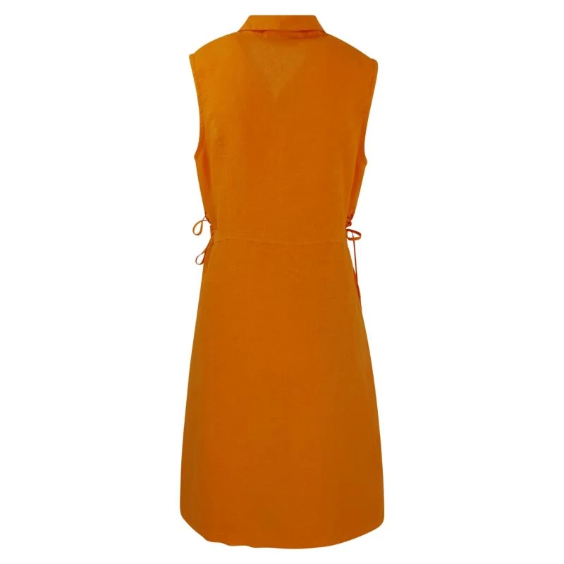 Sleevless Linen Midi Dress- Ochre By Haris Cotton 2 Sleevless Linen Midi Dress- Ochre By Haris Cotton - Image 2