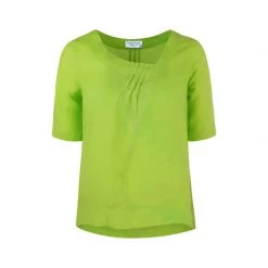 Linen Loose Fit With Pleates - Spring Green By Haris Cotton