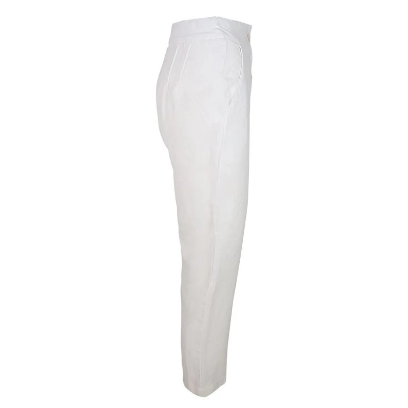 Ribbed Waist Linen Freddo Dye Tapered Pants - White By Haris Cotton 2 Ribbed Waist Linen Freddo Dye Tapered Pants - White By Haris Cotton - Image 2