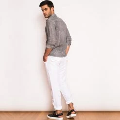 Linen Pants With Back Cargo Pockets - White By Haris Cotton -Cheap Haris Cotton Store v7paulnwz0nuhqtpatld