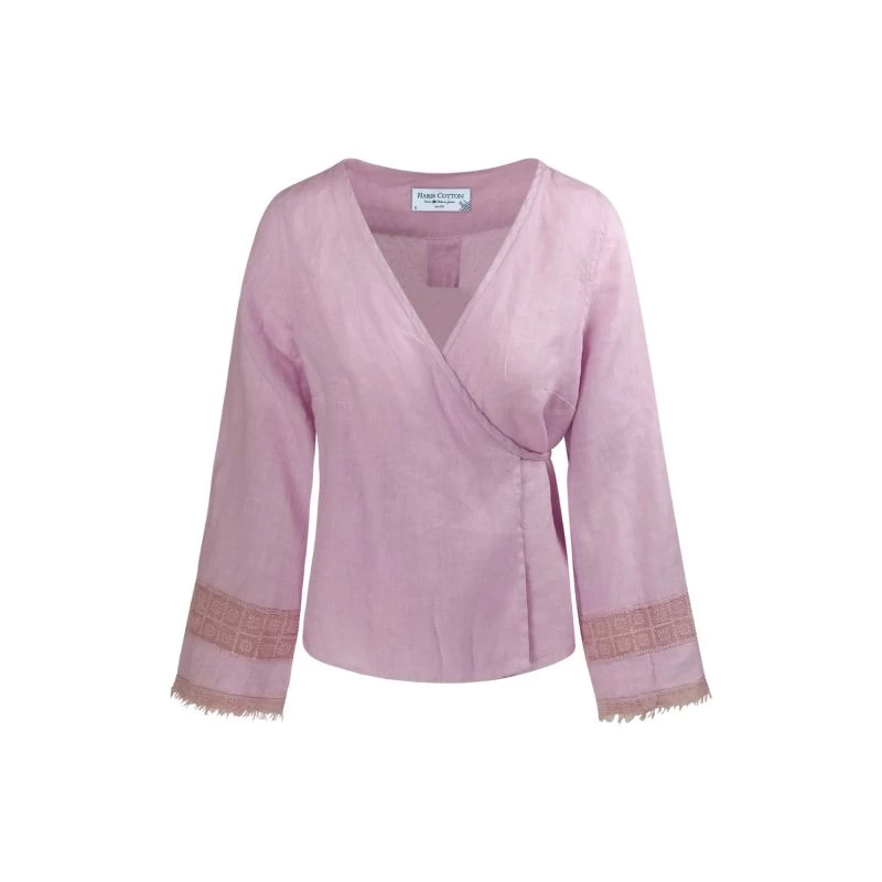 Wrap Linen Trimmed Shirt - Violet By Haris Cotton 1 Wrap Linen Trimmed Shirt - Violet By Haris Cotton