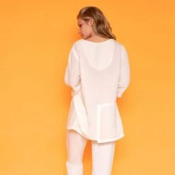 Front Pleat Wrap-Effect Linen-Blend Blouse With Front Buttons - White By Haris Cotton 5 Front Pleat Wrap-Effect Linen-Blend Blouse With Front Buttons - White By Haris Cotton -Cheap Haris Cotton Store virll6brvxfl9ztcaf90