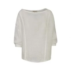 Long Sleeved Linen Gauze Blouse With Front Seams - White By Haris Cotton