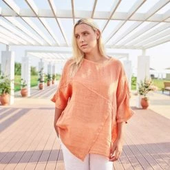 Linen Gauze Loose Fit Blouse - Peachy By Haris Cotton -Cheap Haris Cotton Store wkq1ogwfs1i6ud3gtn7r