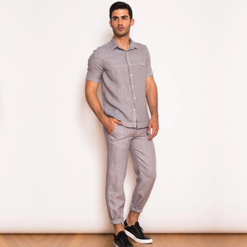 Leonidas Linen Pants Stone Grey By Haris Cotton 2 Leonidas Linen Pants Stone Grey By Haris Cotton - Image 2