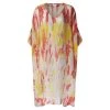 Loose Fit Linen Gauze Dress - Yellow/Coral Reef By Haris Cotton