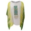 Tie-Dye Linen Gauze Loose Fit Blouse With Embroidered Panel - Yellow/Spring Green By Haris Cotton