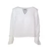 Linen Gauze Blouse With Elastic Linen Trims- White By Haris Cotton