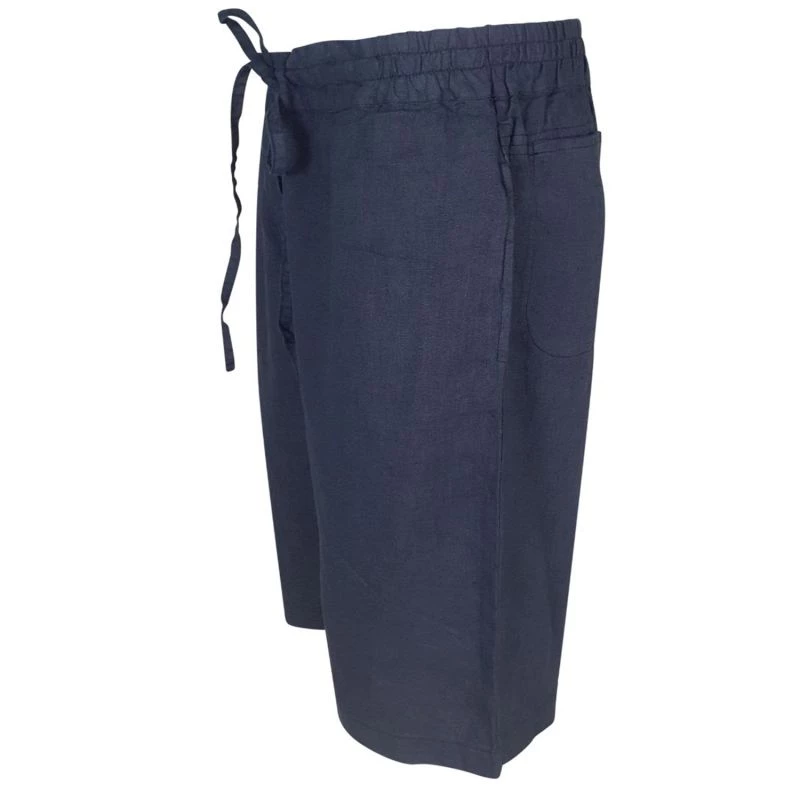 Elastic Waistband Linen Bermuda - Blue Marine By Haris Cotton 2 Elastic Waistband Linen Bermuda - Blue Marine By Haris Cotton - Image 2