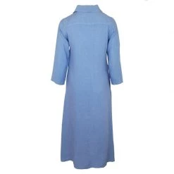 Maxi Linen Dress With Front Pleat & Lapels - Leisure Blue By Haris Cotton -Cheap Haris Cotton Store xl4qjwi00cittrgracnh