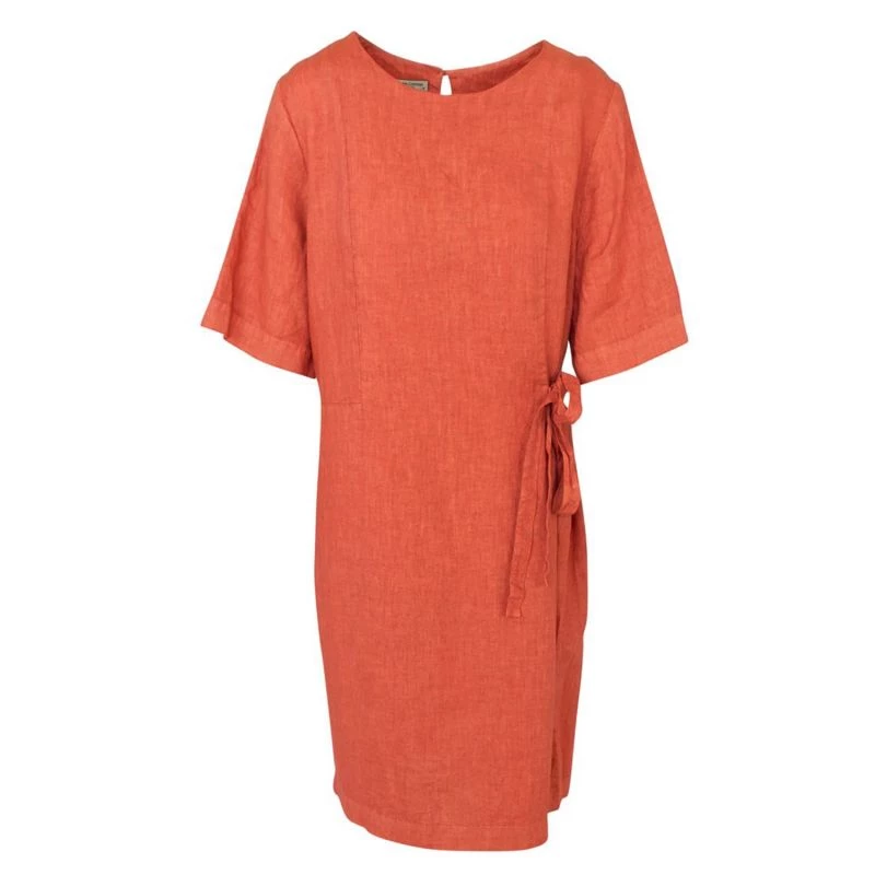 Linen Front Tie Knee Length Dress - Halkos By Haris Cotton 1 Linen Front Tie Knee Length Dress - Halkos By Haris Cotton