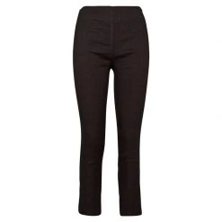 Cut Hem Slim Fit Jersey Linen Blend Stretch Pants - Black By Haris Cotton