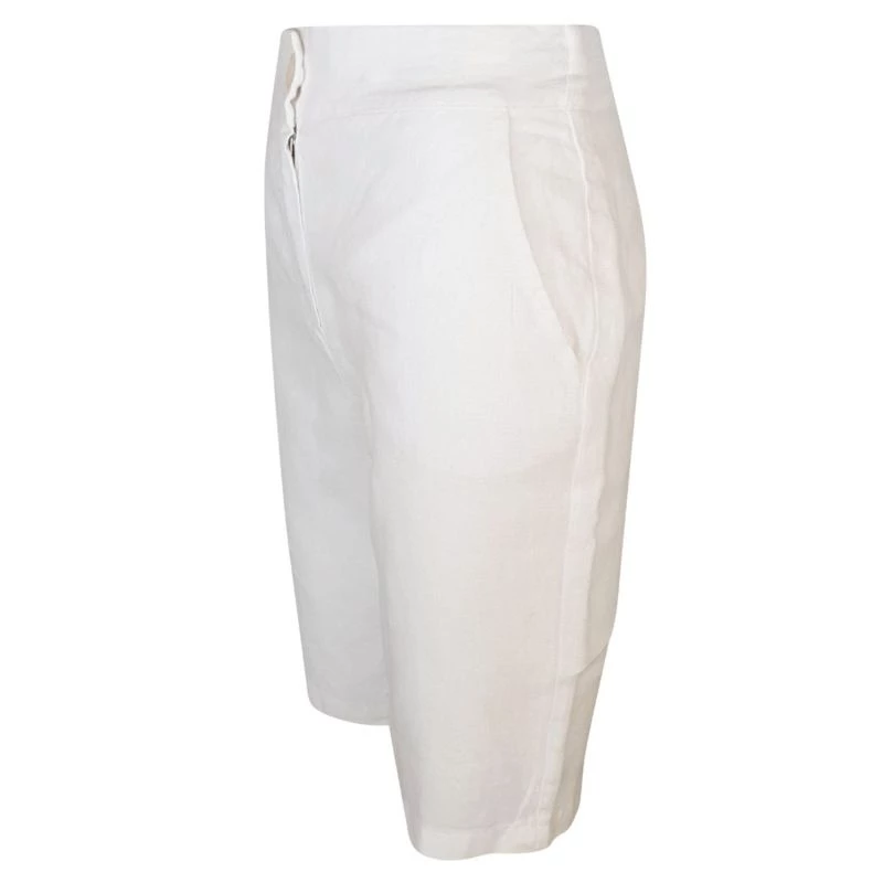 Ribbed Back Waist Linen Bermuda - White By Haris Cotton 3 Ribbed Back Waist Linen Bermuda - White By Haris Cotton - Image 3