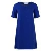 Loose Fit Short Sleeved Linen Midi Dress - Lapis By Haris Cotton