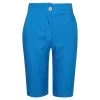 Ribbed Back Waist Linen Bermuda - Santorini Blue By Haris Cotton