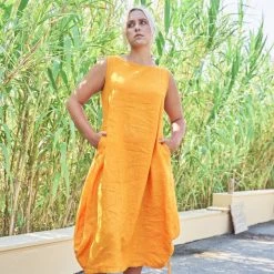 Sleeveless Maxi Balloon Shaped Linen Dress - Ochre By Haris Cotton 7 Sleeveless Maxi Balloon Shaped Linen Dress - Ochre By Haris Cotton -Cheap Haris Cotton Store ykt8suuo2lwzjp4hbvqd