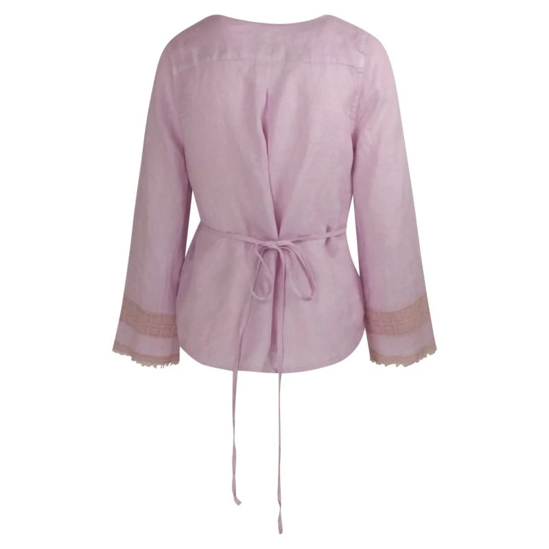 Wrap Linen Trimmed Shirt - Violet By Haris Cotton 2 Wrap Linen Trimmed Shirt - Violet By Haris Cotton - Image 2