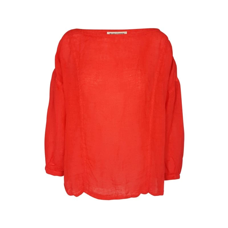 Long Sleeved Linen Gauze Blouse With Front Seams - Coral Reef By Haris Cotton 1 Long Sleeved Linen Gauze Blouse With Front Seams - Coral Reef By Haris Cotton