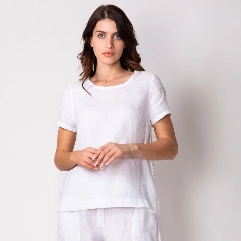 Linen T-Shirt- White By Haris Cotton 2 Linen T-Shirt- White By Haris Cotton - Image 2