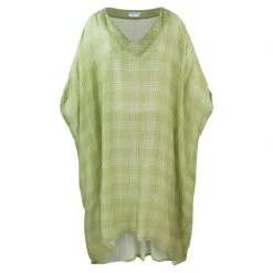 Check Linen Gauze Loose Fit - Spring Green Check By Haris Cotton