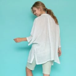 Stand Up Collar Linen Gauze Loose Fit Blouse - White By Haris Cotton -Cheap Haris Cotton Store zi3rf3rfbkejdf7kvsjj