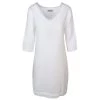 Mini Linen Dress With Elastic Linen Trims - White By Haris Cotton